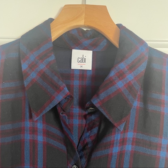 CAbi #3431 Plaid Ruffled Peplum Button Down Shirt - Picture 6 of 10